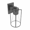 Modern Outdoor Wall Light with Black Metal Frame and Textured Glass Shade
