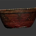 Handwoven Orange Red Basket With Intricate Colorful Patterns For Home Storage