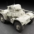 White Military Armored Tank Featuring Turret Cannon And Four Wheels Design