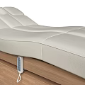 Luxury White Leather Recliner Chair with Wooden Storage Cabinet and Adjustable Control