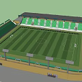 Modern Football Stadium 3D Model With Green Pitch And Seating Stands
