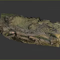 Cartoon Scenery With Great Wall Model Featuring Towers Walls And Grassy Terrain