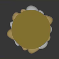 Modern Hanging Decorative Ornament Featuring Golden Circular Top And Silver Gold Spheres On Gray Background