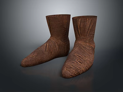 Brown Textured High Top Shoes with Simple Design for Everyday Fashion Wear 3d model