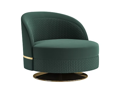 Dark Green Leisure Chair With Round Design Wavy Pattern And Gold Circular Base 3d model
