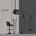 Modern POLIFORM Interior With Entertainment Appliances Ring Light Microphone Speaker And Grey Stool 3d model