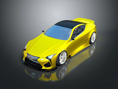 Yellow Sports Car With Streamlined Body Black Roof And Sporty Wheels Design 3d model