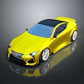 Yellow Sports Car With Streamlined Body Black Roof And Sporty Wheels Design