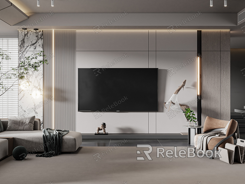 Modern TV background wall TV background model