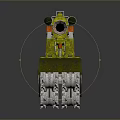 Utility Vehicle With Spiked Wheels Orange Structure And Green Yellow Industrial Components