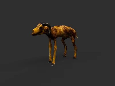 Realistic Mythical Brown Yellow Horned Creature 3D Model Standing Pose 3d model