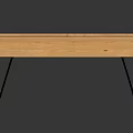 Wooden Square Coffee Table With Black Thin Legs And Wood Grain Surface