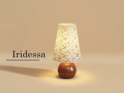 Iridessa Table Lamp With Floral Pattern Lampshade And Brown Wooden Base 3d model