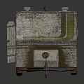 Vintage Weathered Rustic Caravan Trailer Exterior With Windows Door And Hitch