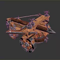 Ancient Medieval Wooden Weapon With Metal Components And Flame Decorated Wheels