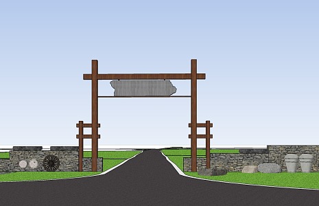 New Chinese Style Village Courtyard Gate Village Dwellings Courtyard Gate Homestay Gate Village Courtyard Gate Dwellings Courtyard Gate Wall 3d model