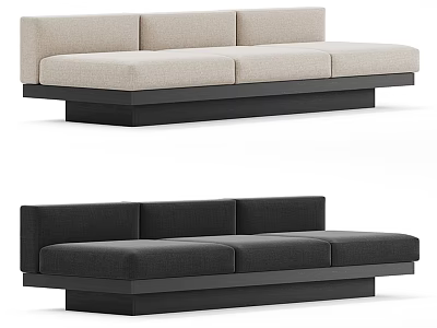 Modern Multi-seat Sofa in Beige and Black with Clean Lines and Low Profile Design 3d model