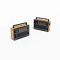 Two Vintage Retro Radios With Wooden Case Black Front And Handle