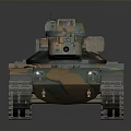 Military Tank With Camouflage Paint Tracks Turret And Antenna Features