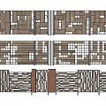 Wooden Screen Wall Design With Geometric Perforated Patterns And Sectional Panels 3d model