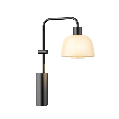 Modern Wall Lamp With Black Metal Bracket And White Glass Shade For Indoor Lighting 3d model