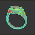 Elegant Rose Gold Ring With Large Square Gemstone And Small Diamond Details