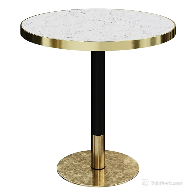 Luxury Modern Functional Desk With White Marble Top And Black Gold Metal Frame 3d model 