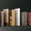 Various Modern Double Doors Featuring Different Color Designs And Decorative Handles 3d model