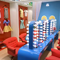 Kids Playground Dress Up Area With Colorful Decor Red Chairs And Mirrors