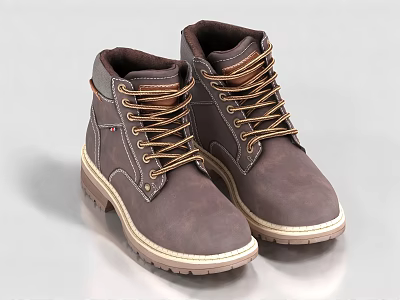 Military boots warm shoes cowhide shoes hiking shoes snow shoes 3d model