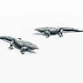 Two Realistic Gray Scaled Reptile Lizards On White Background 3D Rendering