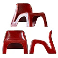 Modern Red Leisure Chair With Sleek Lines Glossy Surface And Unique One Piece Design