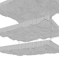 Layered Modern White Suspended Ceiling with Wavy Pleated Design Elements