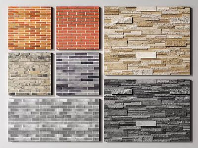 Modern brick wall brick culture stone 3d model Modern brick wall brick culture stone 3d model