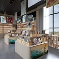 Traditional Cultural Products Store Interior With Wooden Shelves Bright Display And Windows