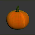 Fresh Healthy Orange Pumpkin With Green Stem On Gray Background And Round Shape