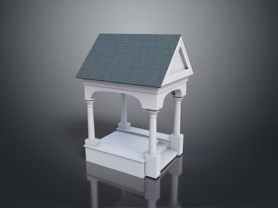 White Gazebo Structure With Gray Roof Columns And Simple Base Design 3d model