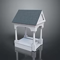 White Gazebo Structure With Gray Roof Columns And Simple Base Design