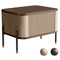 Modern Wooden Console And Side Cabinet With Vertical Slat Panels And Metal Legs