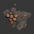 Seafood Display Setup With Woven Baskets Fishing Net And Octopus Tentacles