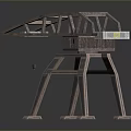 Sturdy Industrial Metal Mechanical Structure With Geometric Frame Support Legs And Control Unit