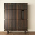 Modern Dark Wood Entryway Cabinet Side Cabinet With Vertical Grain Storage Door Design