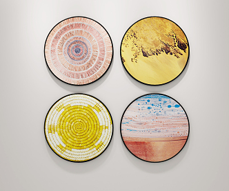 Modern round frame painting round abstract decorative painting 3d model