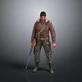 Male Character In Military Style Outfit Holding Rifle Standing On Gray Background