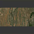 Aerial View Scenic Landscape With Green Vegetation And Brown Terrain Patterns