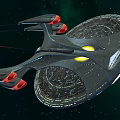 Two Futuristic Blue Sci Fi Vehicle Models With Red Accents Circular Structures And Wings