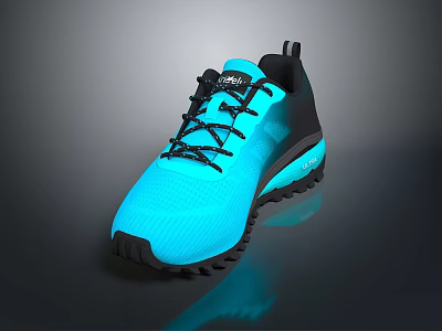 Modern Bright Blue Sports Sneakers With Black Laces And Non Slip Sole Design 3d model