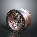 Shiny Rose Gold Car Wheel Rim With Metallic Spoke Design And Branded Center Cap