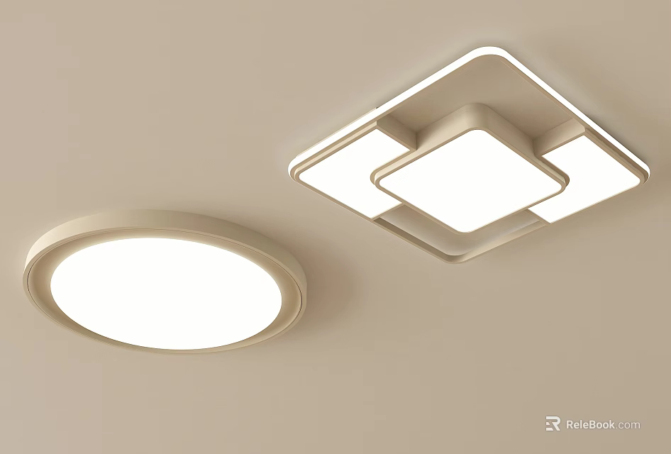 Modern Ceiling Lights with Round and Geometric Square Design for Home Decor 3d model