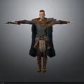 Man Dressed in Medieval Cloak and Leather Armor With Outstretched Arms